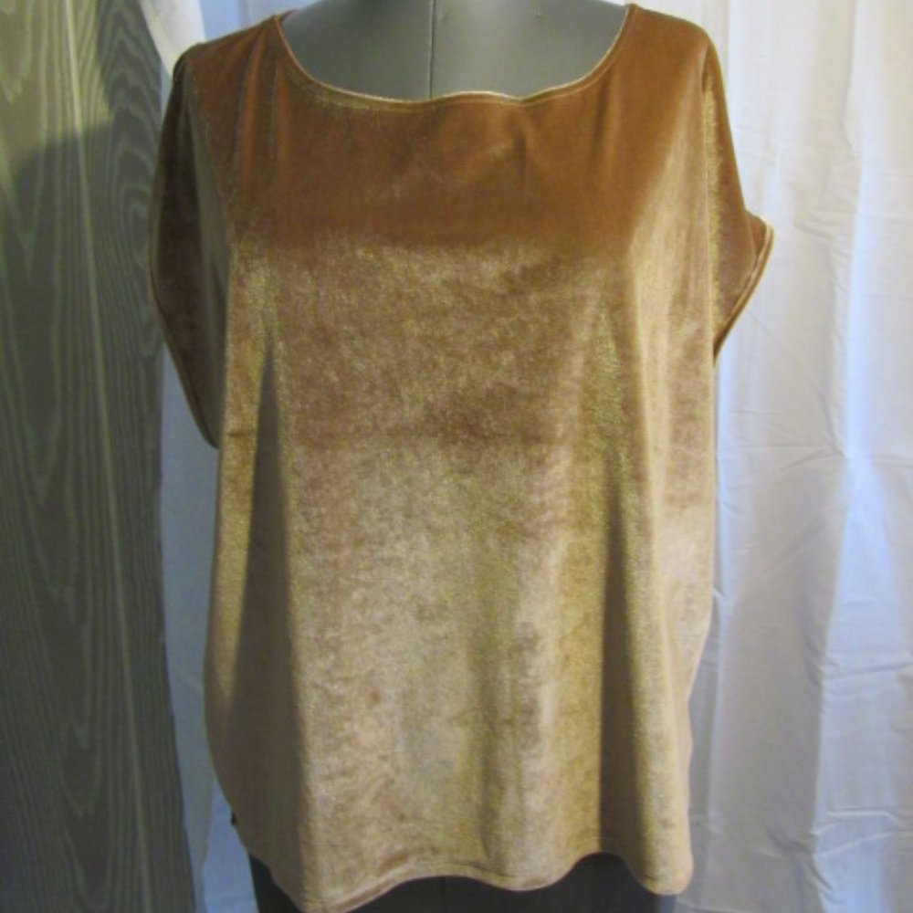 original frenchi brown velvet front top